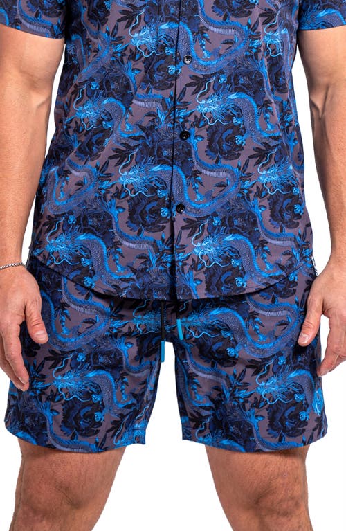 Maceoo Liondragon Blue Swim Trunks In Blue
