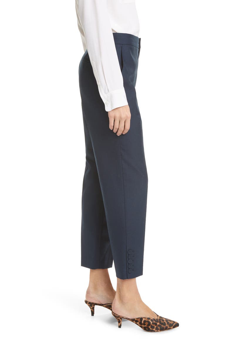 Flat Front Button Cuff Pants, Alternate, color, NAVY