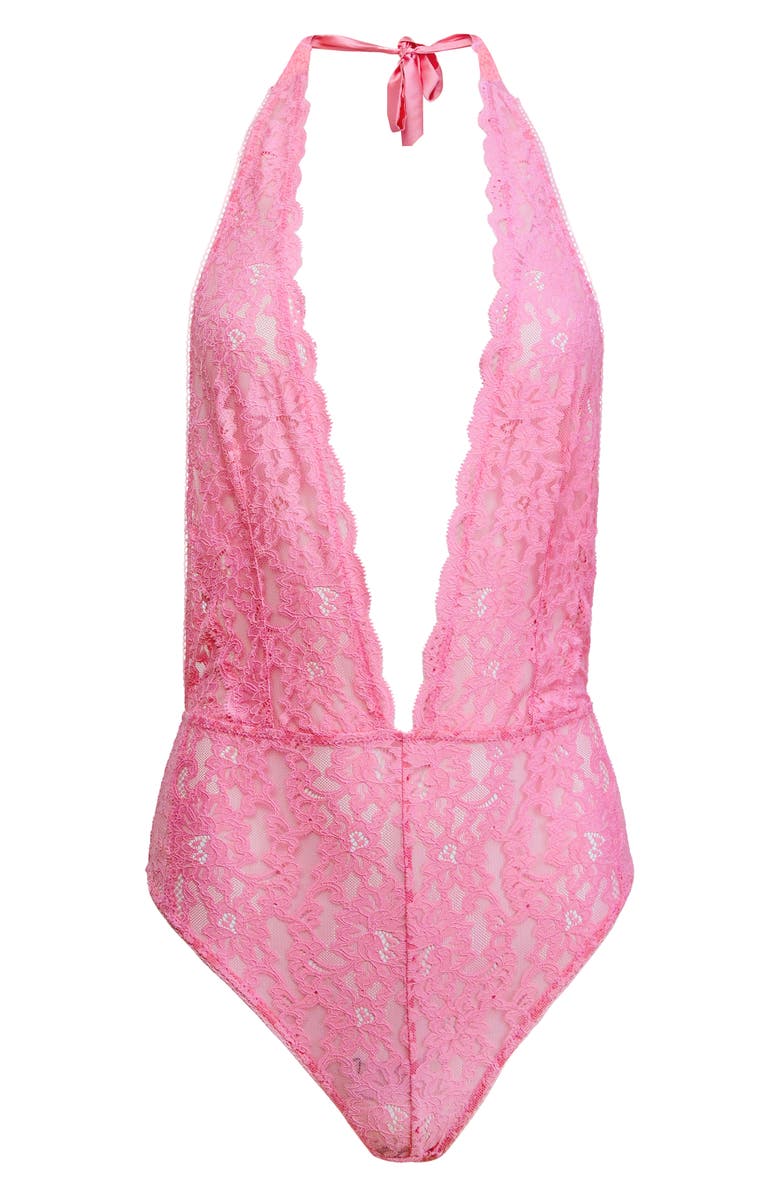Fleur Du Mal Lace Halter Teddy, Alternate, color, Pink Cadillac