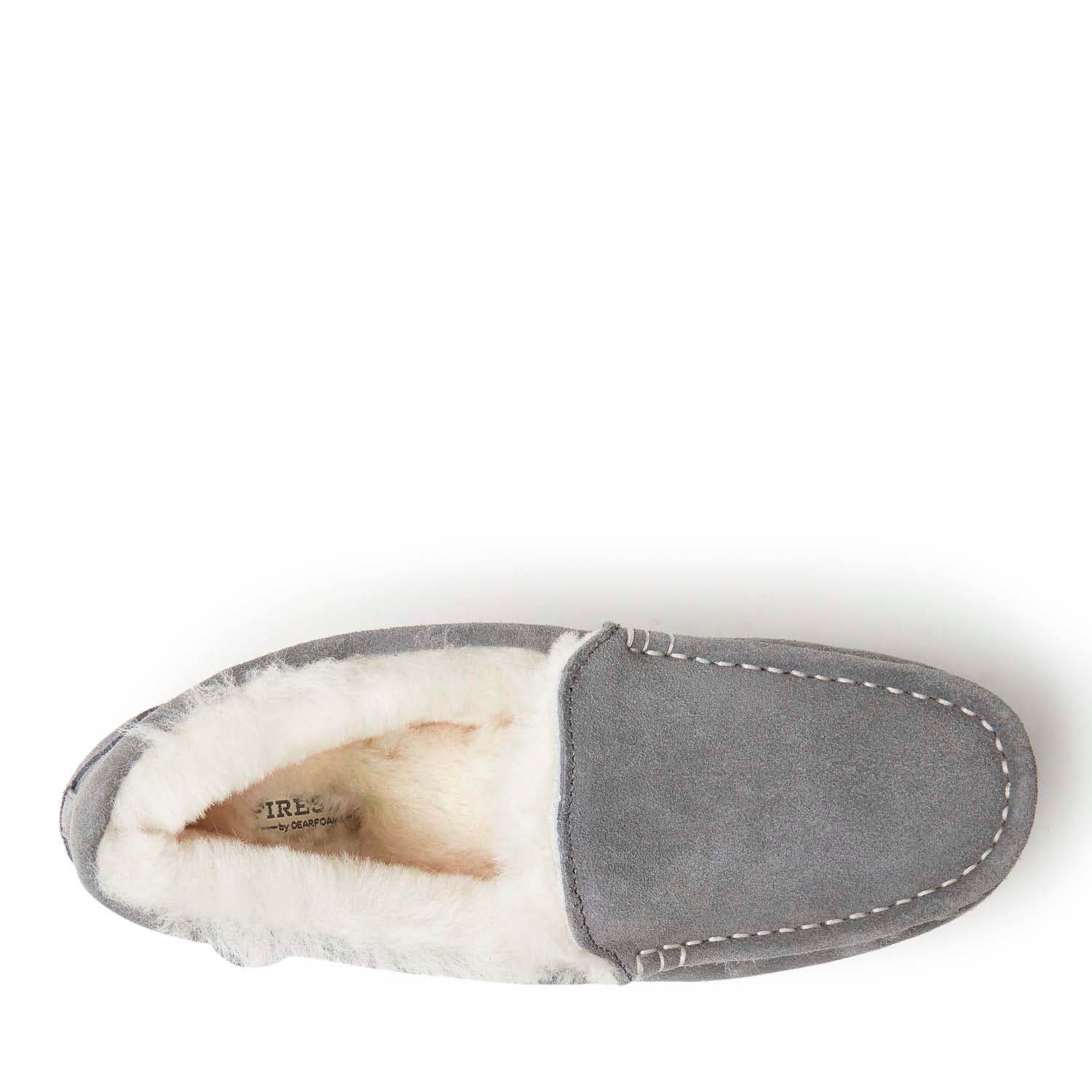 DEARFOAMS Fireside Mel Genuine Shearling Moccasin Slipper, Alternate, color, Grey