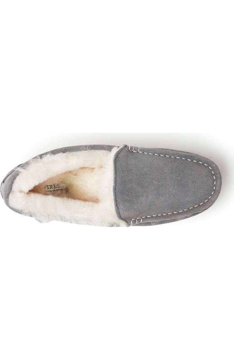 DEARFOAMS Fireside Mel Genuine Shearling Moccasin Slipper, Alternate, color, Grey