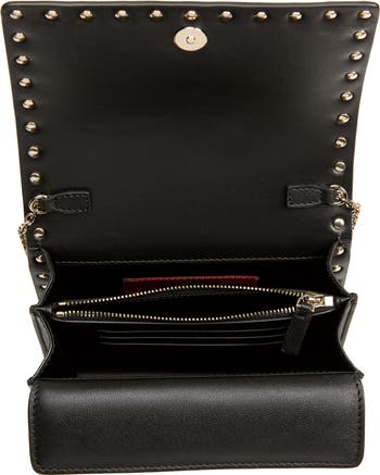 ■VALENTINO■ Rockstud Chain Strap Wallet Black 5W2P0U99VSH0 Valentino Garavani Rockstud Leather Wallet on a Chain