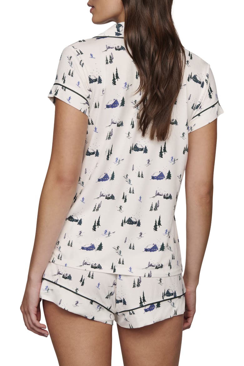 Gisele Printed Short Pajamas, Alternate, color, SKI CHALET IVORY/PINE