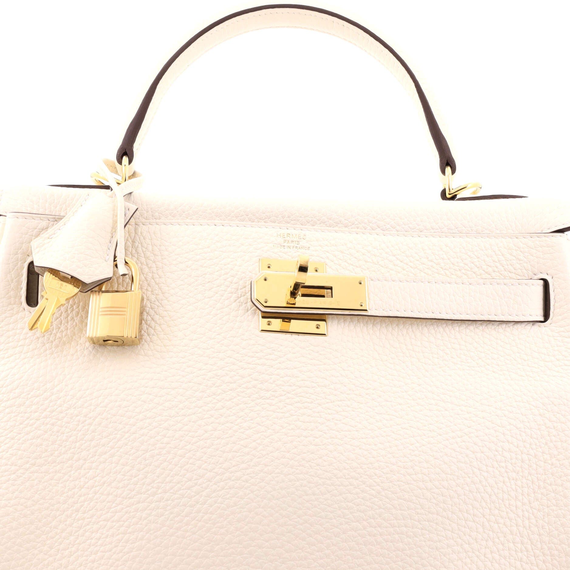 Kelly Handbag Light Togo with Gold Hardware 28, Alternate, color, White