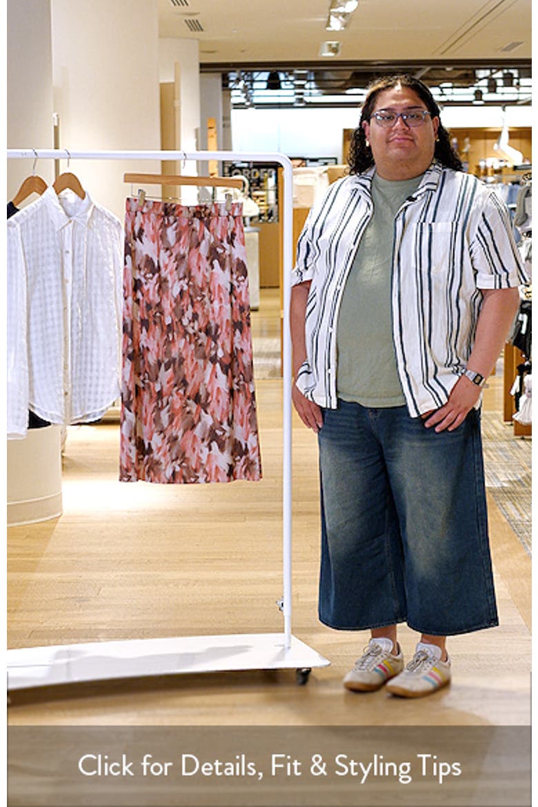 Brushstroke Print Crêpe de Chine Midi Skirt video