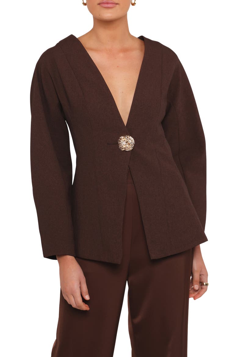 Elke Collarless Jacket, Main, color, BROWN
