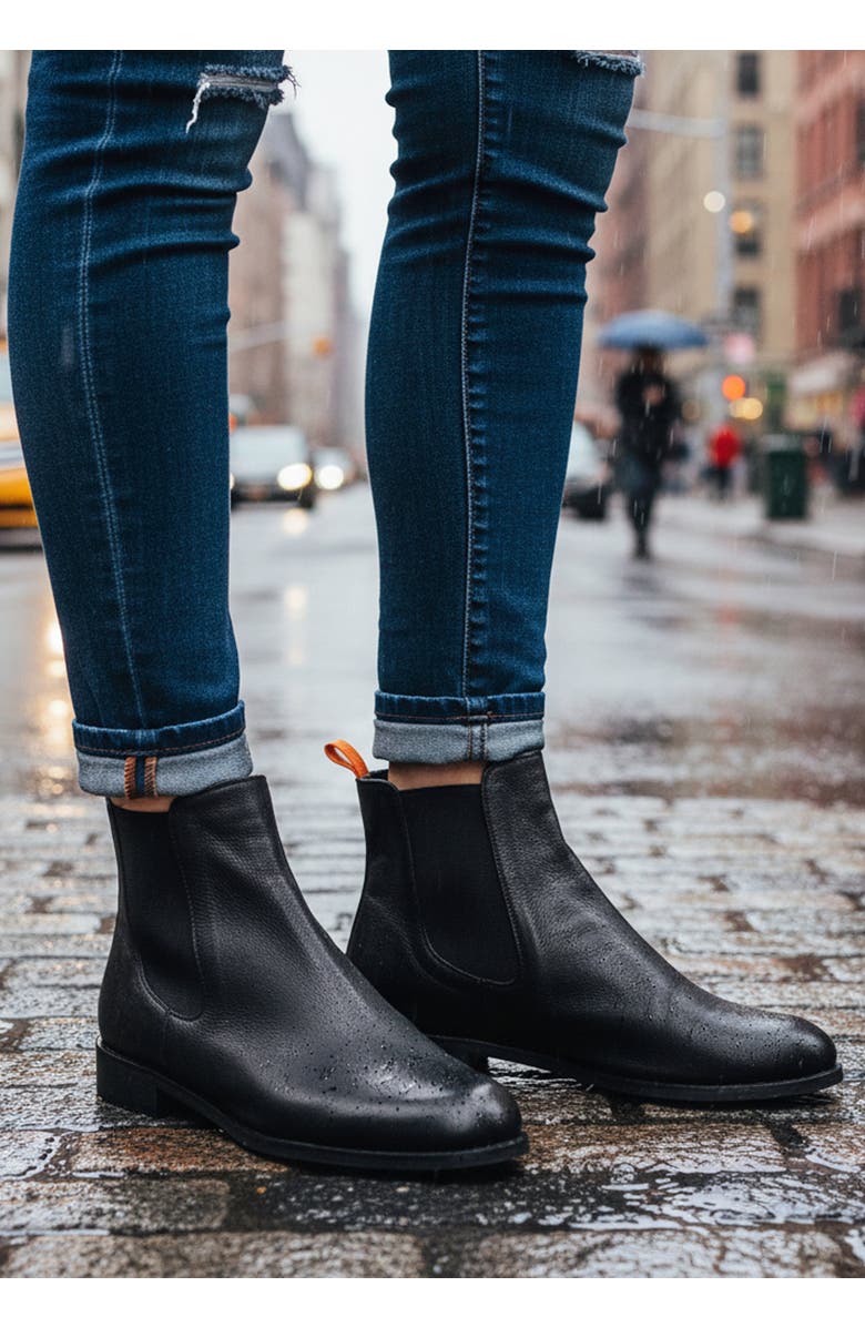 BEAUTIISOLES Reba Leather Bootie, Alternate, color, Black