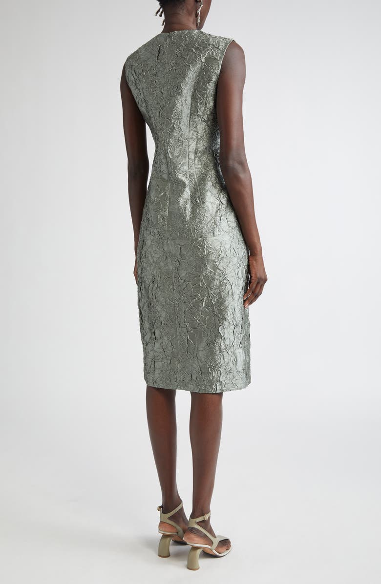 Dries Van Noten Plissé Crushed Jacquard A-Line Dress, Alternate, color, Green