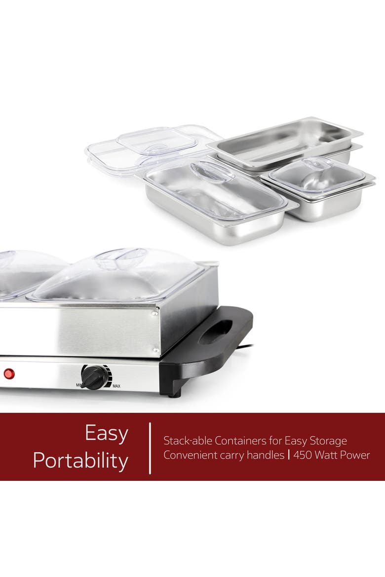 5 Section Buffet Server & Food Warmer, Alternate, color, Grey