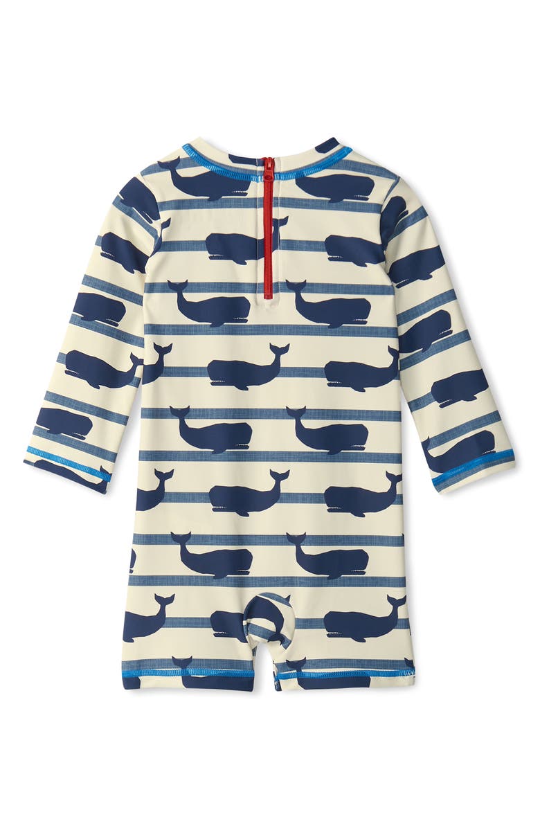 Hatley Nautical Whale One-Piece Rashguard Swimsuit, Alternate, color, Cami Lace