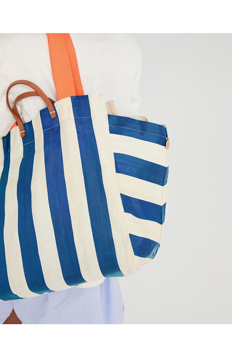 Clare V. Stripe Canvas Beach Tote, Alternate, color,