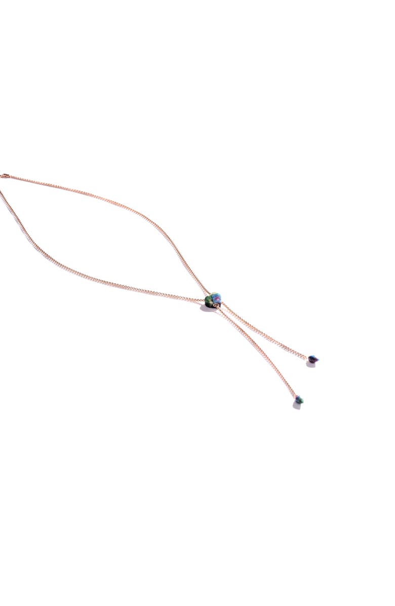 LuvMyJewelry Luv Me Ruby Fuchsite Gemstone Rose Gold Plated Silver Adjustable Heart Women Necklace, Main, color, 14Kt Rose Gold Vermeil