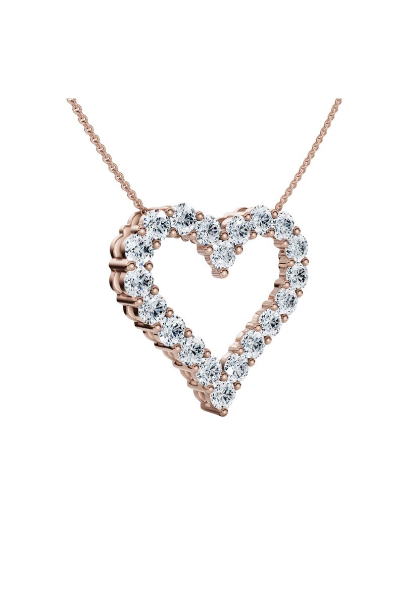 1Ct Diamond Heart Pendant 14k Gold Lab Grown 3/4" Tall Necklace, Main, color, 14k Rose Gold