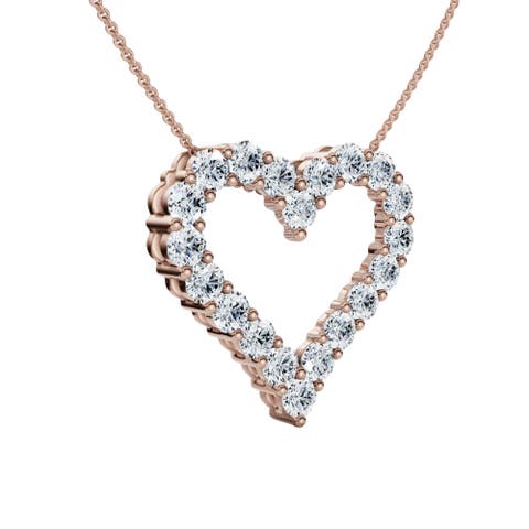 1Ct Diamond Heart Pendant 14k Gold Lab Grown 3/4" Tall Necklace