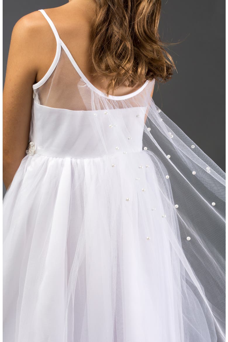 Iris & Ivy Beaded Tulle First Communion Dress & Bolero Jacket Set, Alternate, color, WHITE