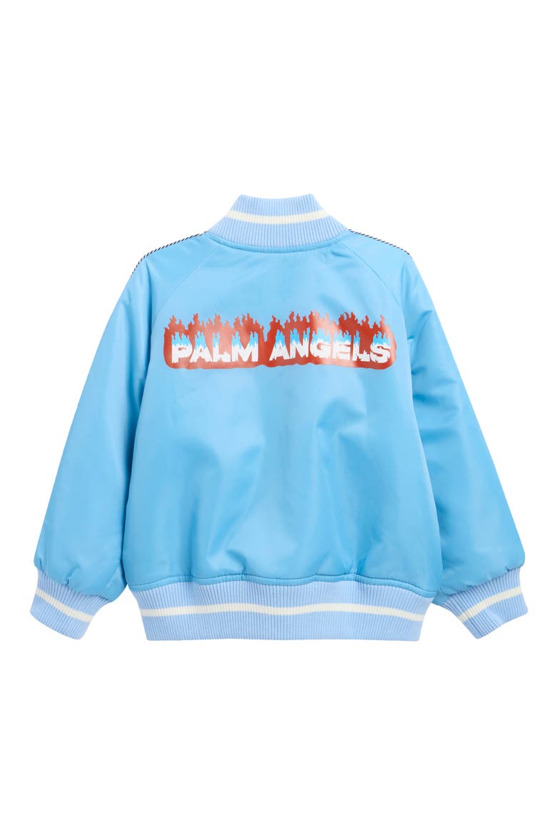 Kids' Palm Flames Raglan Sleeve Bomber Jacket, Alternate, color, LIGHT BLUE/ RED