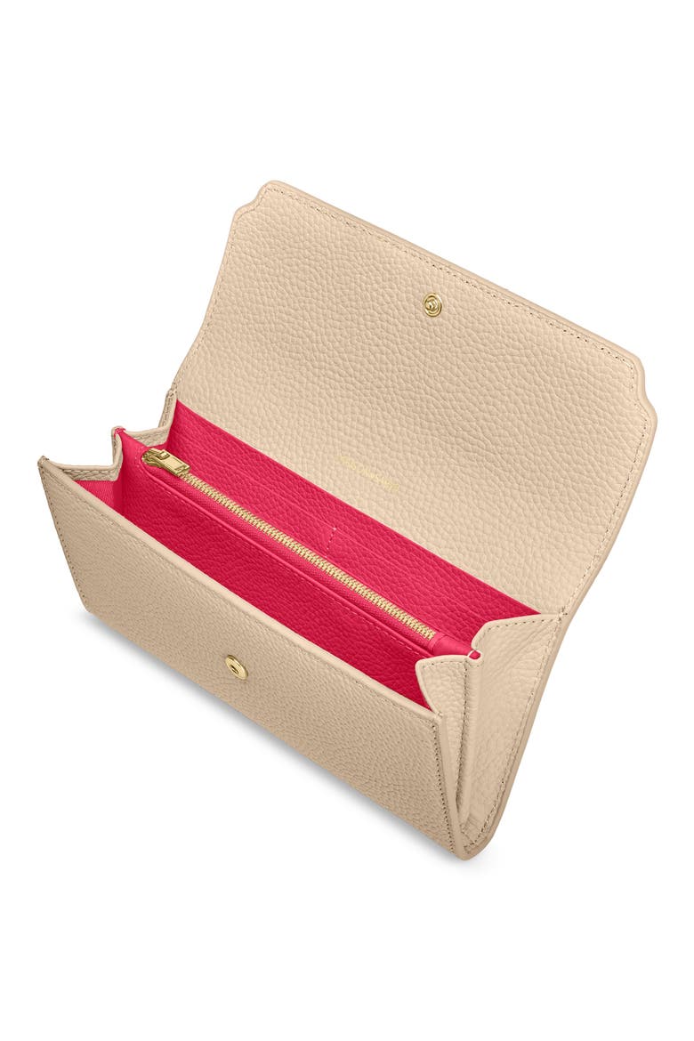 Long Leather Flap Wallet, Alternate, color, Saharan Fuchsia
