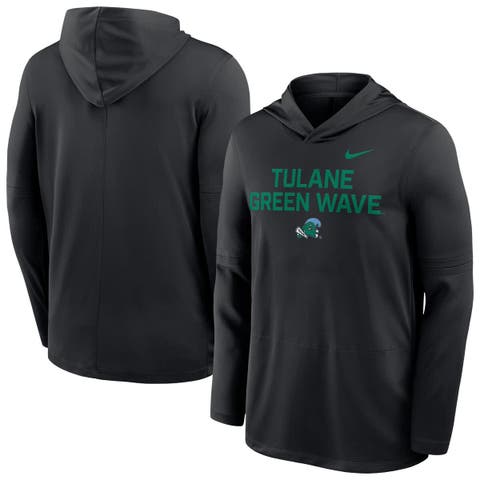 Men's Nike  Black Tulane Green Wave Sideline Dri-FIT Lightweight Hooded Top