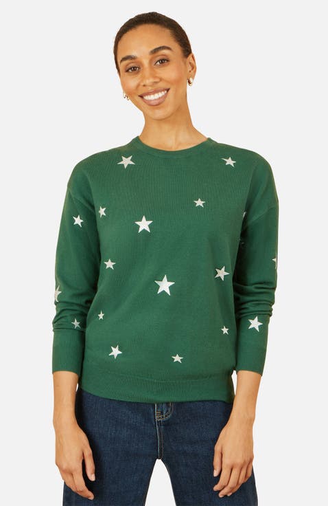 Foil Star Print Relaxed Fit Sweater