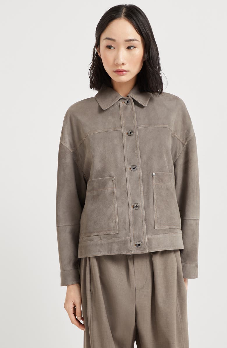 Brunello Cucinelli Couture suede jacket, Alternate, color, Grey