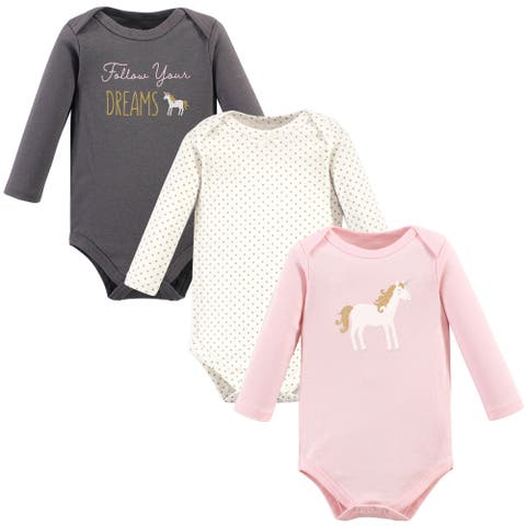 Essential All-Cotton Long-Sleeve Bodysuit Triple Pack (Baby)