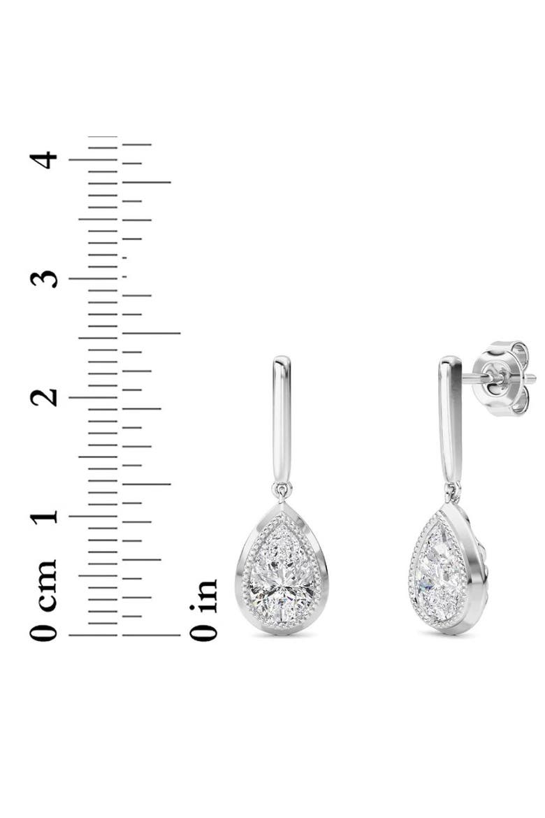 2Ct TW Bezel Solitaire Pear Dangle Earrings Gold Lab Grown 3/4" Tall, Alternate, color, 10k White Gold