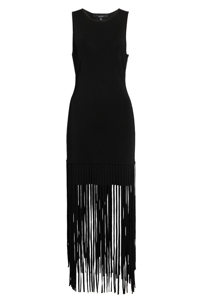 Margaux Racerback Fringe Dress, Main, color, JET