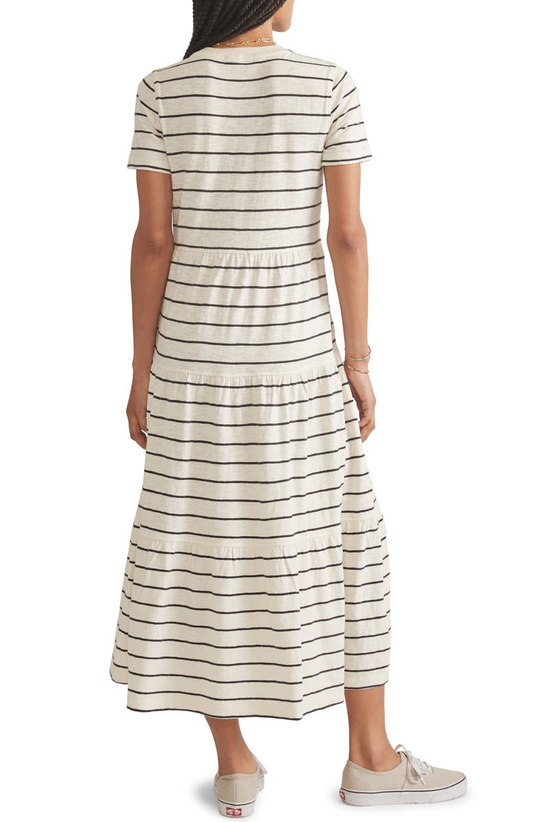 Marine Layer Stripe Tiered T-Shirt Dress, Alternate, color, White