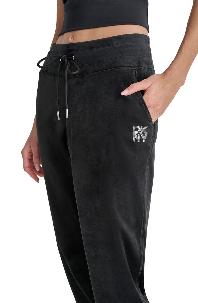 DKNY Rhinestone Logo Velour Joggers, Alternate, color, 