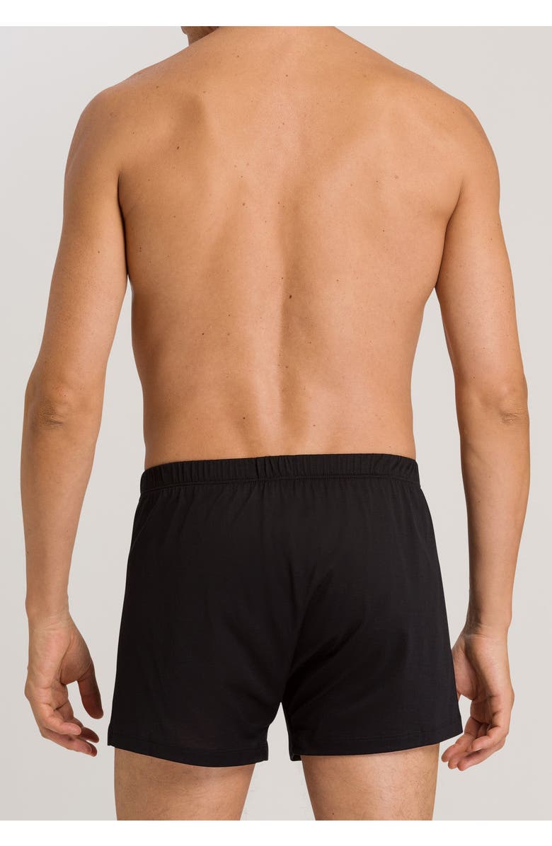 Hanro Cotton Sporty Button Fly Cotton Boxer, Alternate, color, Black