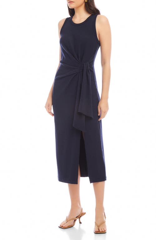 Fifteen Twenty Maddie Side Knot Midi Dress In Navy