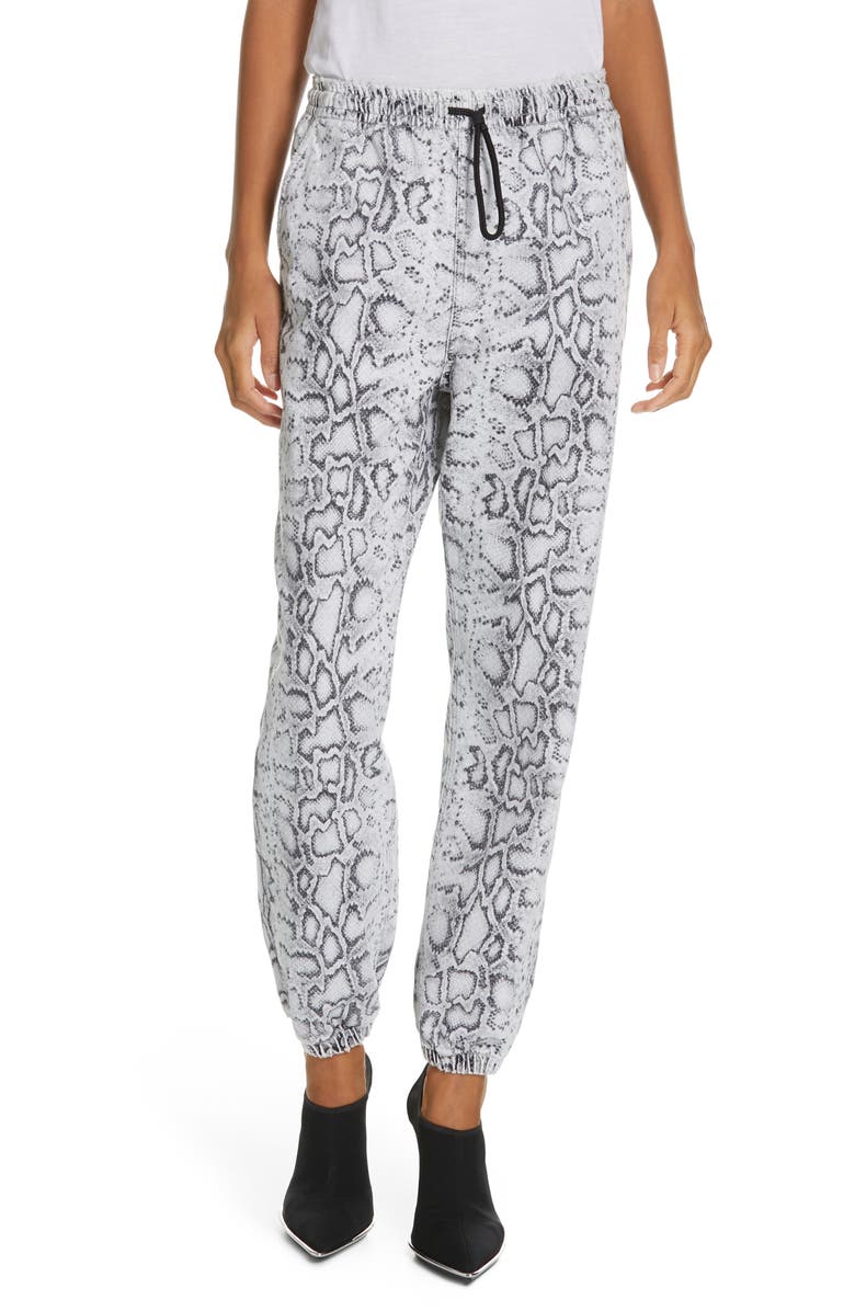alexanderwang.t Denim x Alexander Wang Snake Print Denim Joggers, Main, color, 