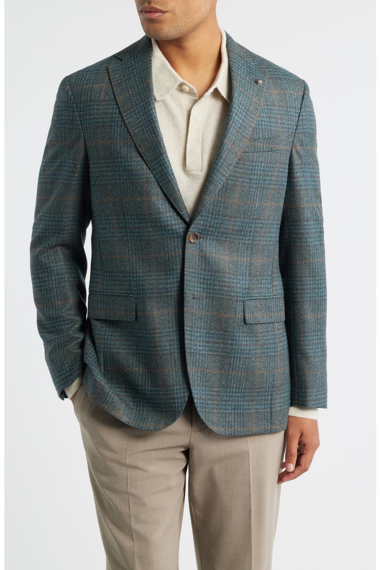 McAllen Green Plaid Soft Constructed Wool & Silk Sport Coat, Main, color, OLIVE