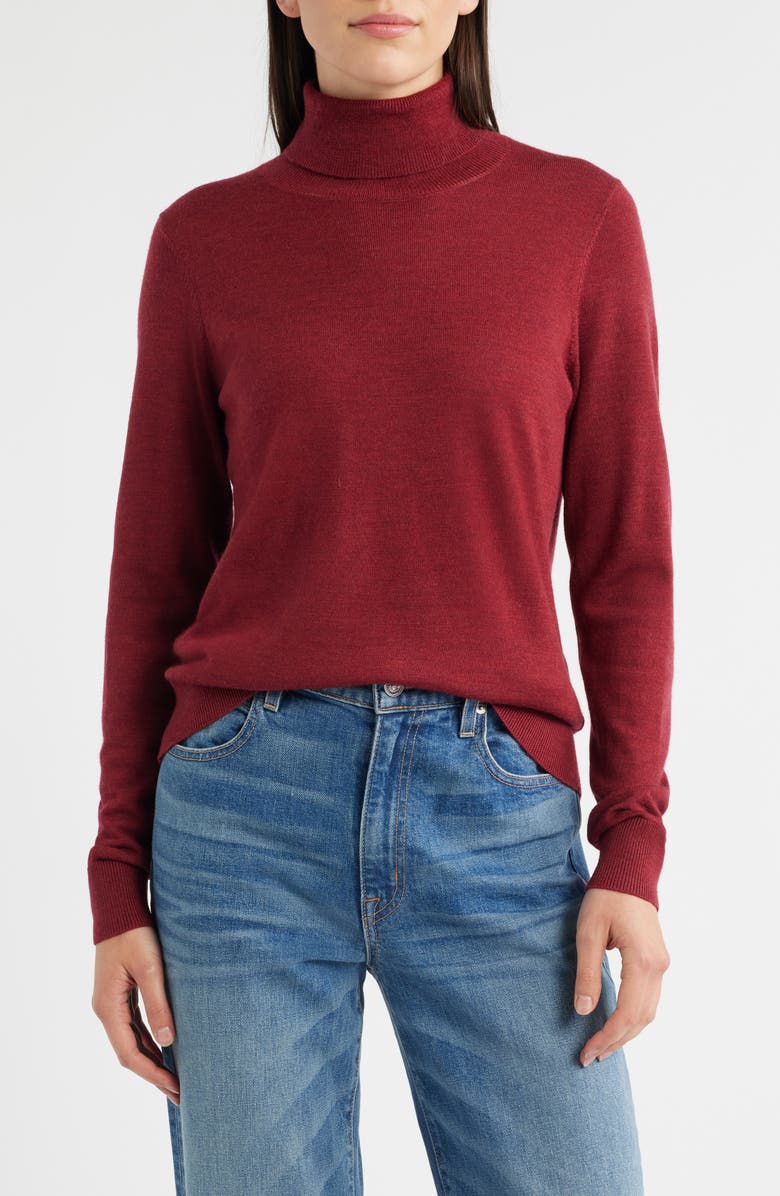 Pendleton Merino Wool Turtleneck Sweater, Main, color, Red Dahlia