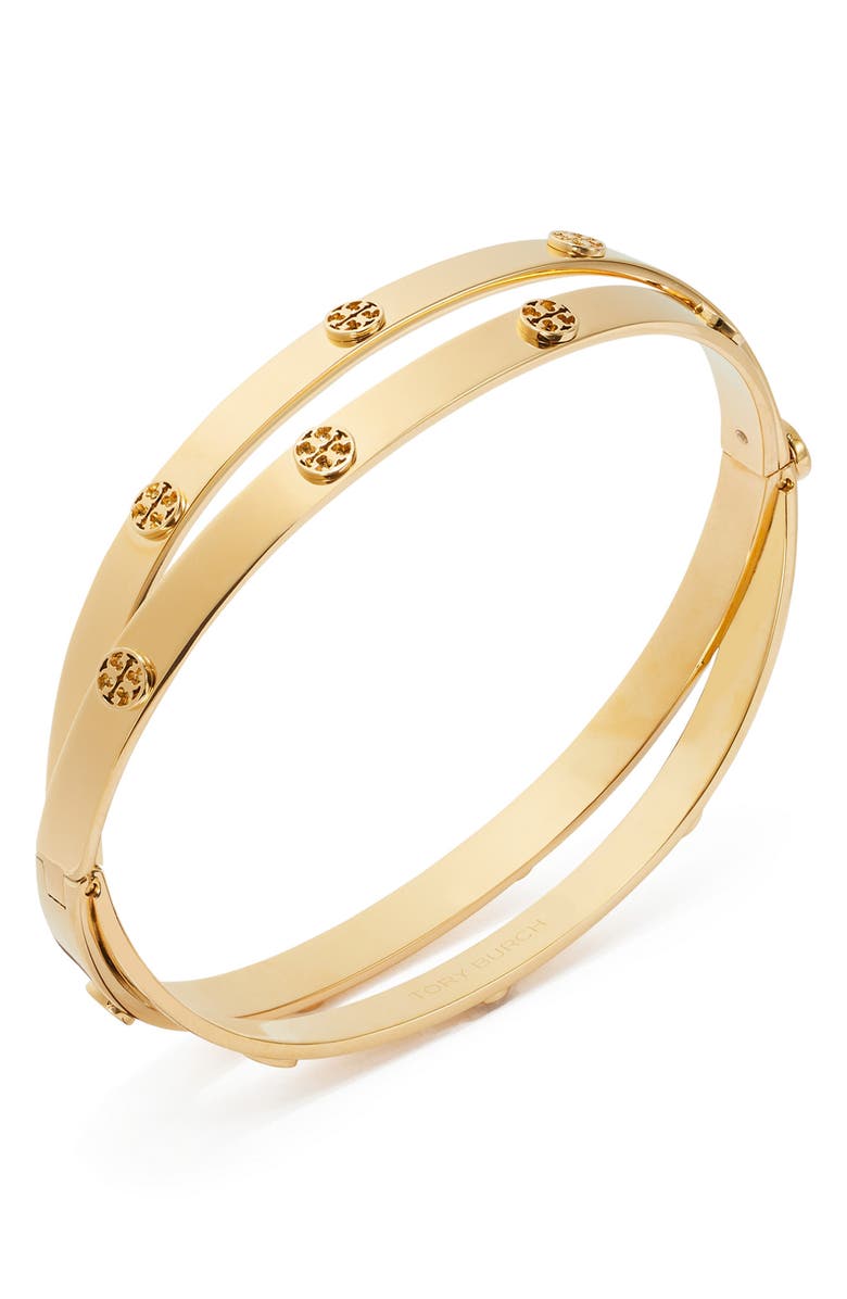 Tory Burch Icon Stud Double Bracelet, Alternate, color, Tory Gold