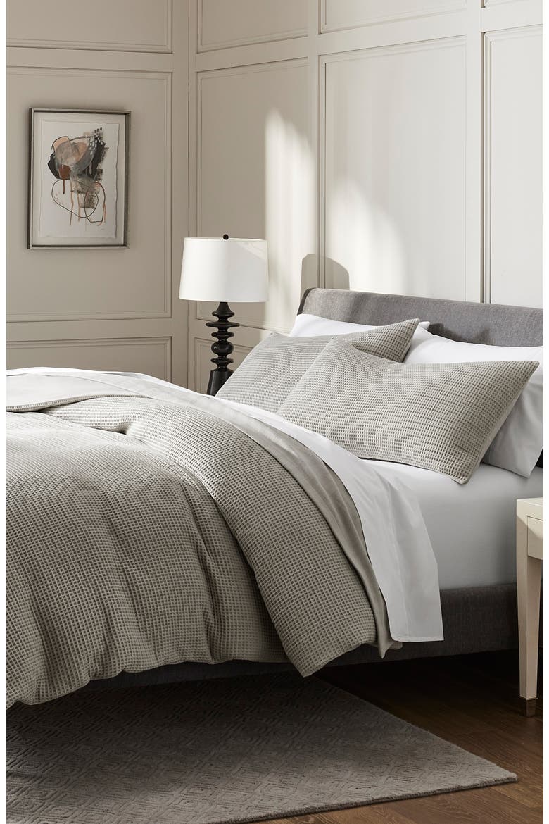 Waffle Weave Organic Cotton Duvet Cover & Sham Set, Alternate, color, PEWTER