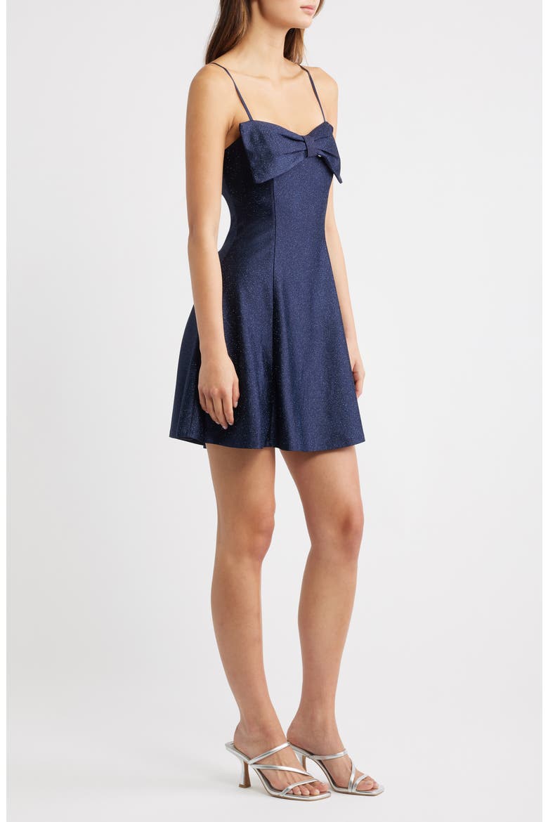 Glitter Bow Front Sleeveless Minidress, Alternate, color, NAVY