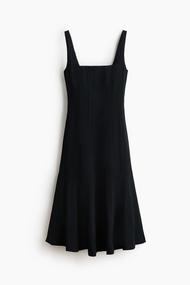 Flared-skirt Midi Dress, Alternate, color, Black