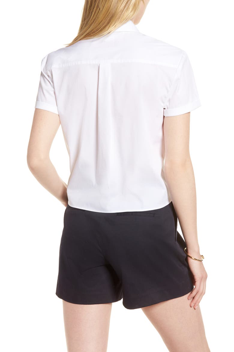 Tie Front Poplin Shirt, Alternate, color, WHITE