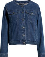 Eileen Fisher Round Neck Denim Jacket
