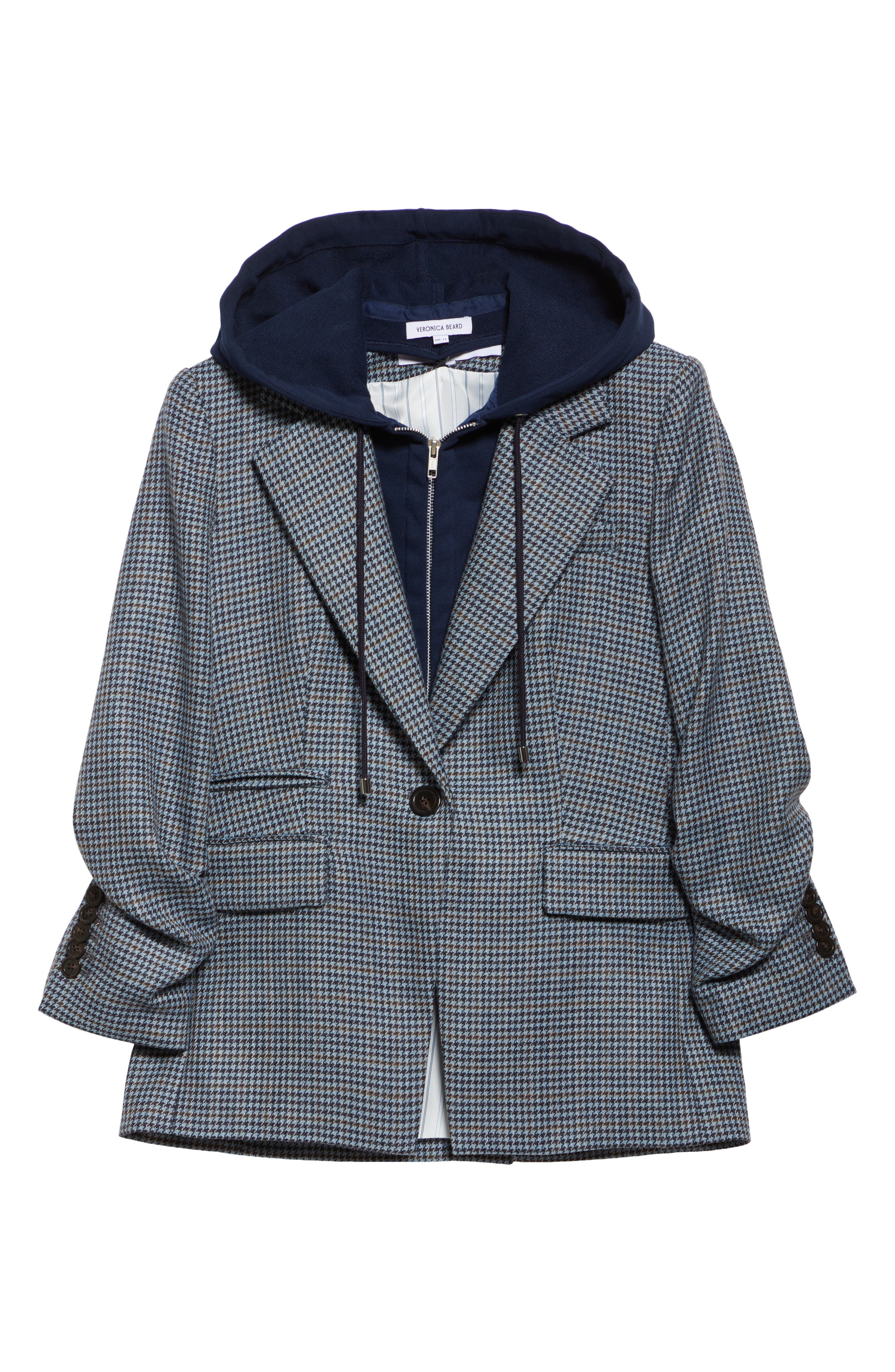Battista Houndstooth Check Virgin Wool Jacket with Hooded Dickey