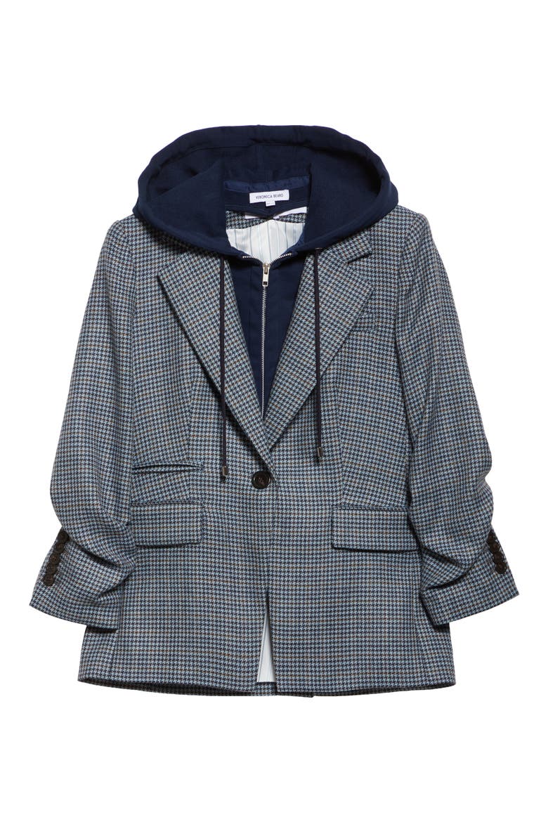 Battista Houndstooth Check Virgin Wool Jacket with Hooded Dickey