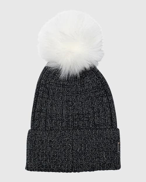 Gorski Metallic Wool Blend Knit Hat With Toscana Lamb Pompom In Multi