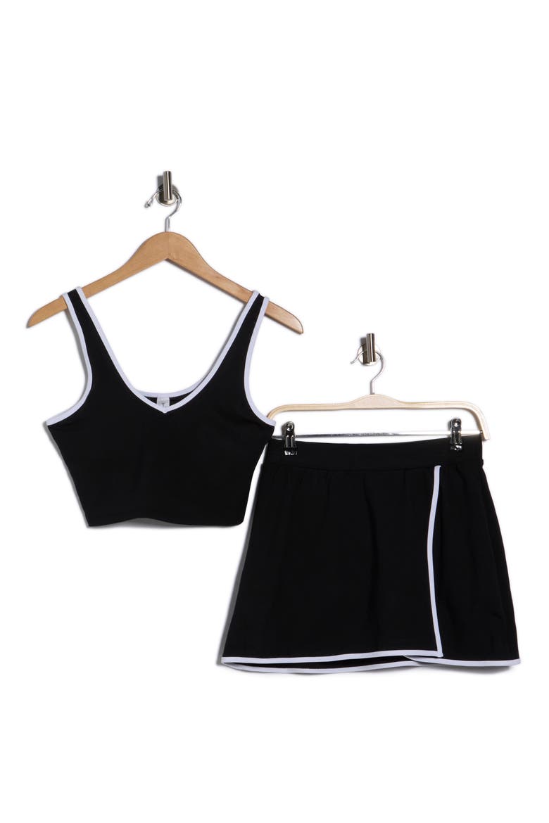 Lux Emmie Crop Tank & Skort Set, Alternate, color, BLACK