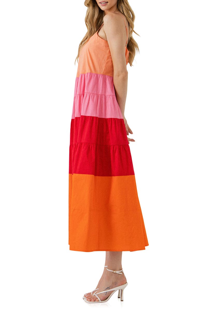 English Factory Colorblock Tiered Cotton Maxi Dress, Alternate, color,