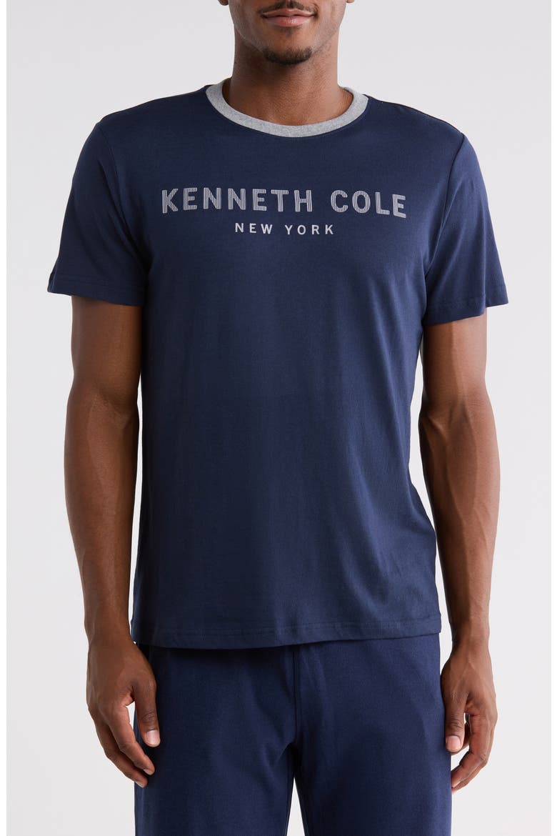 Logo Embossed Ringer Tee, Main, color, NAVY BLAZER