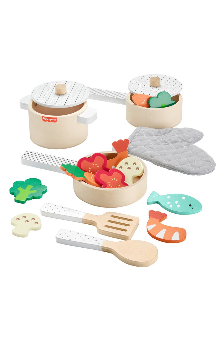 FISHER PRICE Kids' Wooden Pots & Pans Set, Alternate, color,