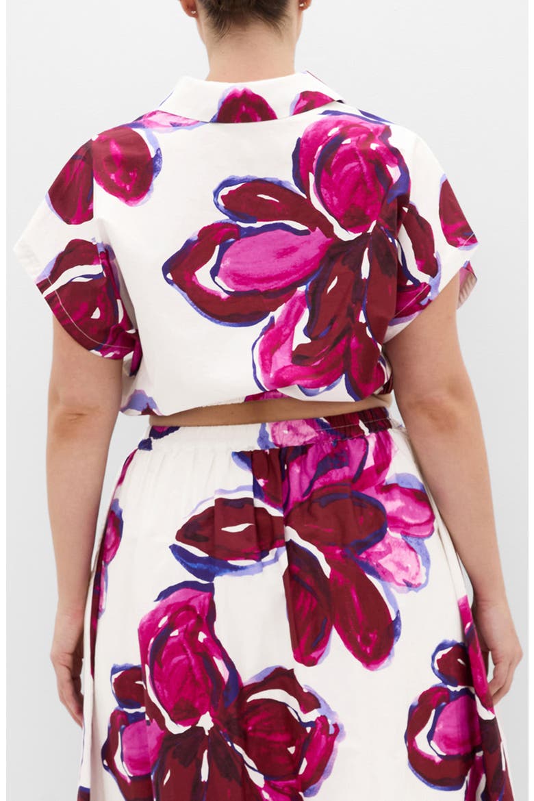 Holiday Crop Cotton Button-Up Shirt, Alternate, color, VIOLET BLOOM