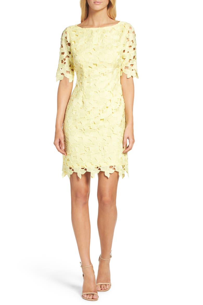 Lace Sheath Dress, Alternate, color, LEMON ICE