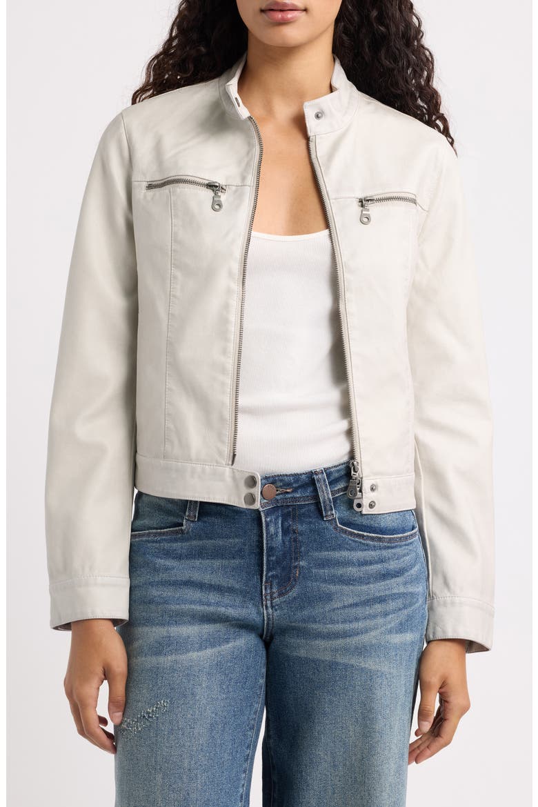 Alexis Faux Leather Moto Jacket, Main, color, WHITE